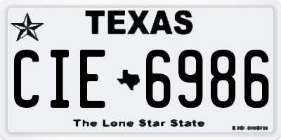 TX license plate CIE6986