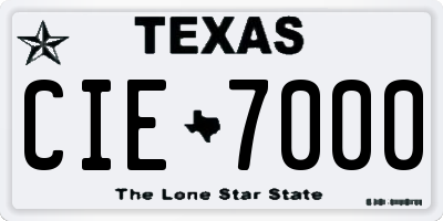 TX license plate CIE7000