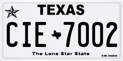 TX license plate CIE7002