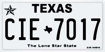 TX license plate CIE7017
