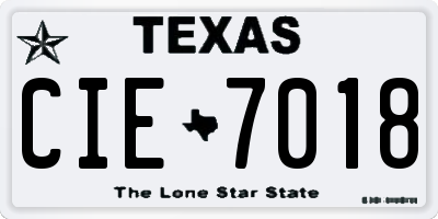 TX license plate CIE7018