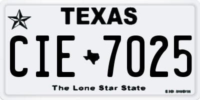 TX license plate CIE7025