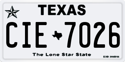 TX license plate CIE7026