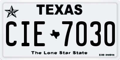 TX license plate CIE7030