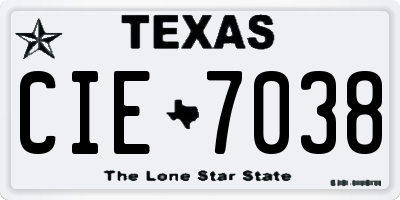 TX license plate CIE7038