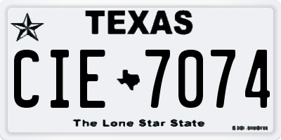 TX license plate CIE7074