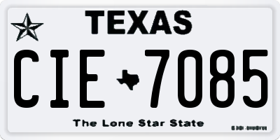 TX license plate CIE7085