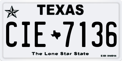 TX license plate CIE7136