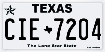 TX license plate CIE7204