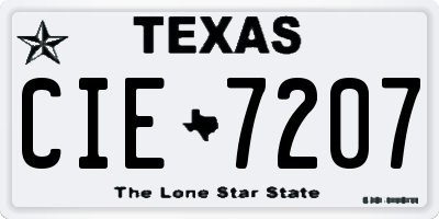 TX license plate CIE7207