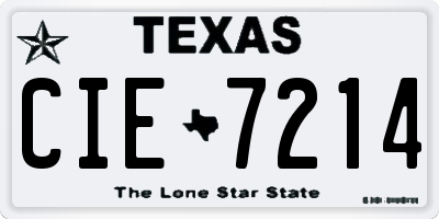 TX license plate CIE7214