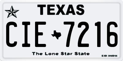 TX license plate CIE7216