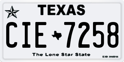 TX license plate CIE7258