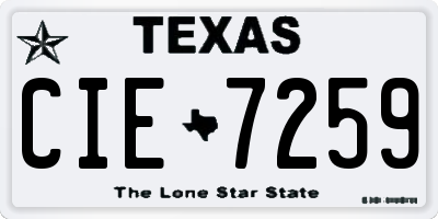 TX license plate CIE7259