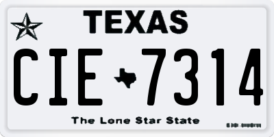 TX license plate CIE7314