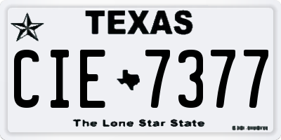TX license plate CIE7377