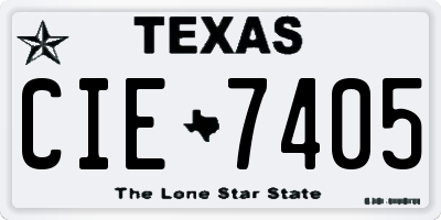 TX license plate CIE7405