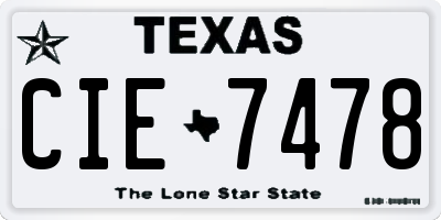 TX license plate CIE7478