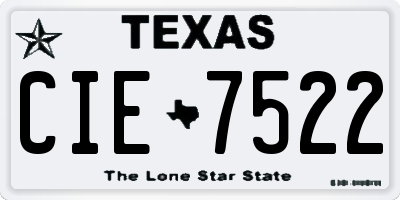 TX license plate CIE7522