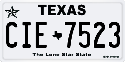 TX license plate CIE7523