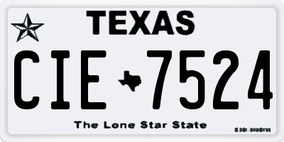 TX license plate CIE7524
