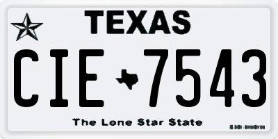 TX license plate CIE7543