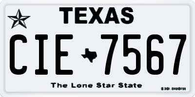 TX license plate CIE7567