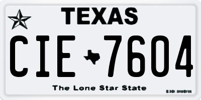 TX license plate CIE7604