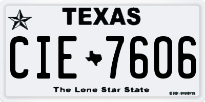 TX license plate CIE7606