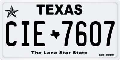 TX license plate CIE7607