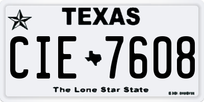 TX license plate CIE7608