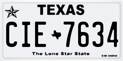 TX license plate CIE7634