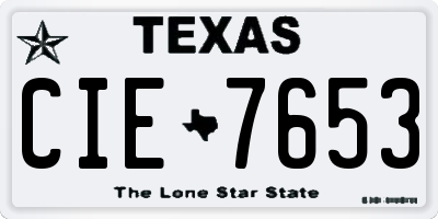 TX license plate CIE7653