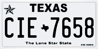 TX license plate CIE7658