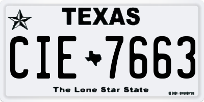 TX license plate CIE7663