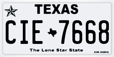 TX license plate CIE7668