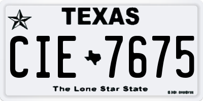 TX license plate CIE7675
