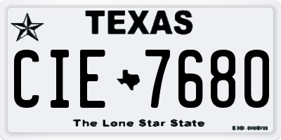 TX license plate CIE7680