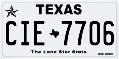 TX license plate CIE7706