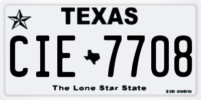 TX license plate CIE7708