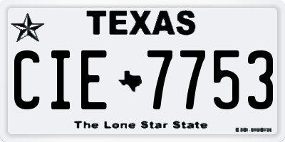 TX license plate CIE7753