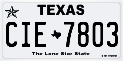 TX license plate CIE7803