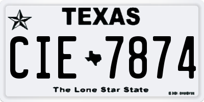 TX license plate CIE7874