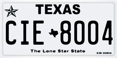 TX license plate CIE8004