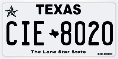 TX license plate CIE8020