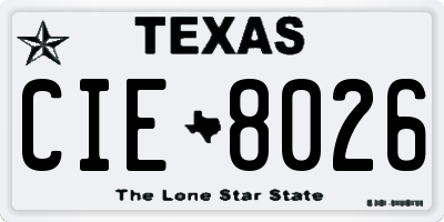 TX license plate CIE8026