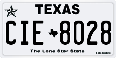 TX license plate CIE8028