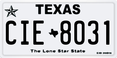 TX license plate CIE8031