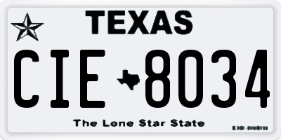 TX license plate CIE8034