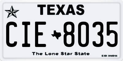 TX license plate CIE8035